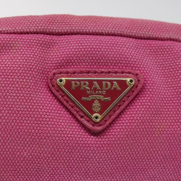 PRADA Pouch Canvas Pink Gold Auth hk2039 - Picture 9 of 13